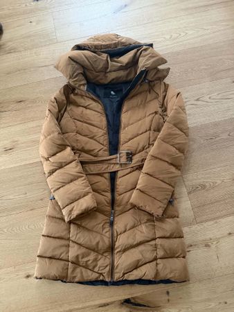 Zara Winter Coat with Hood and Belt Brown Size M