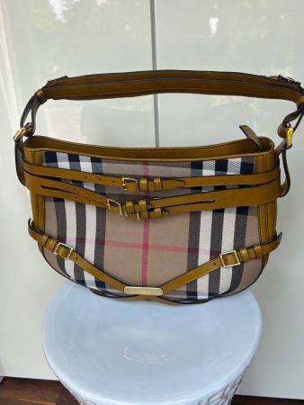 BURBERRY PRORSUM Schultertasche Leder/Canvas olive