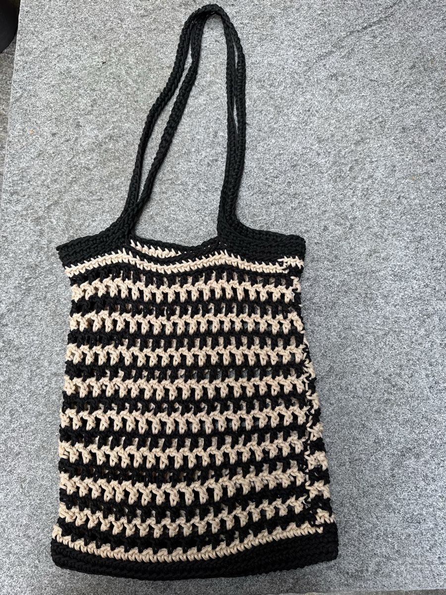 Taschen für Damen: Borsa uncinetto nera beige righe  – Neu (gemäss Beschreibung) aus Locarno von tos_tgc9