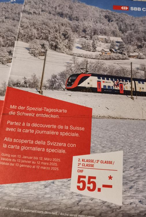 Tageskarte SBB CFF gültig OHNE 1/2 tax bis 12.03.2025 Kaufen auf Ricardo