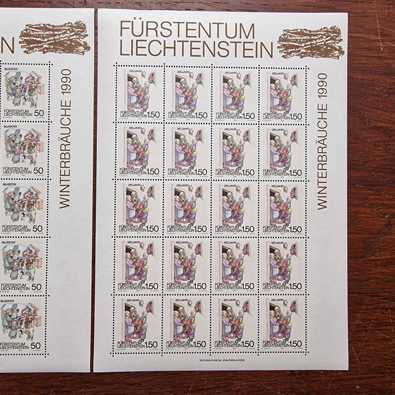 Tutti i francobolli: FL 1990 Serie Bogen "Winterbräuche" postfrisch – Nuovo (secondo la descrizione) da Aesch LU venduto da briefmarken.uray 3