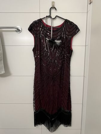 Kostüm 20er Jahre Kleid Bordeaux Grösse L/XL neuwertig