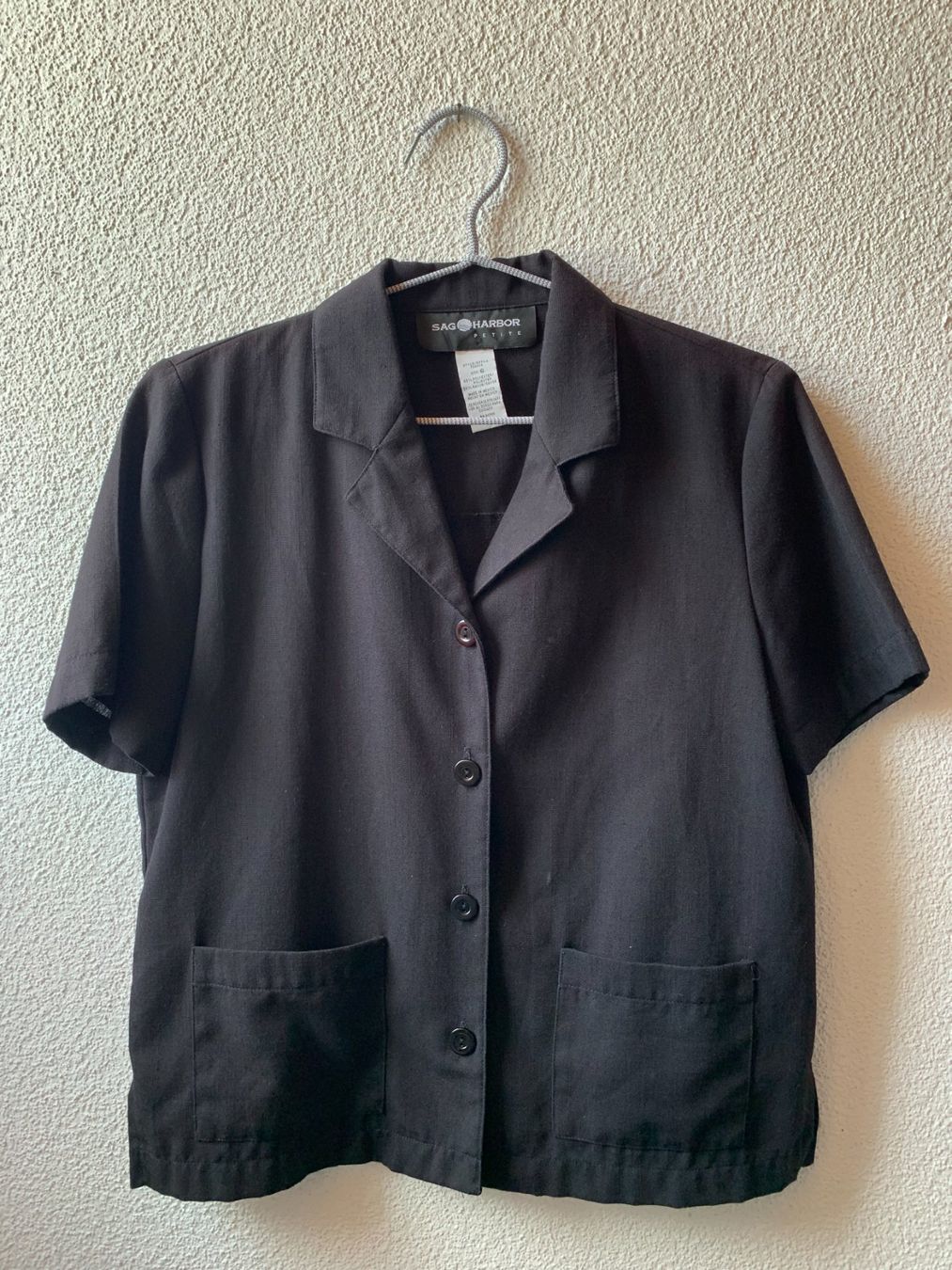 Camicette: Damen Bluse kurzarm schwarz Size 6 Sag Harbor – Usato da Hochfelden venduto da mmww.97 1