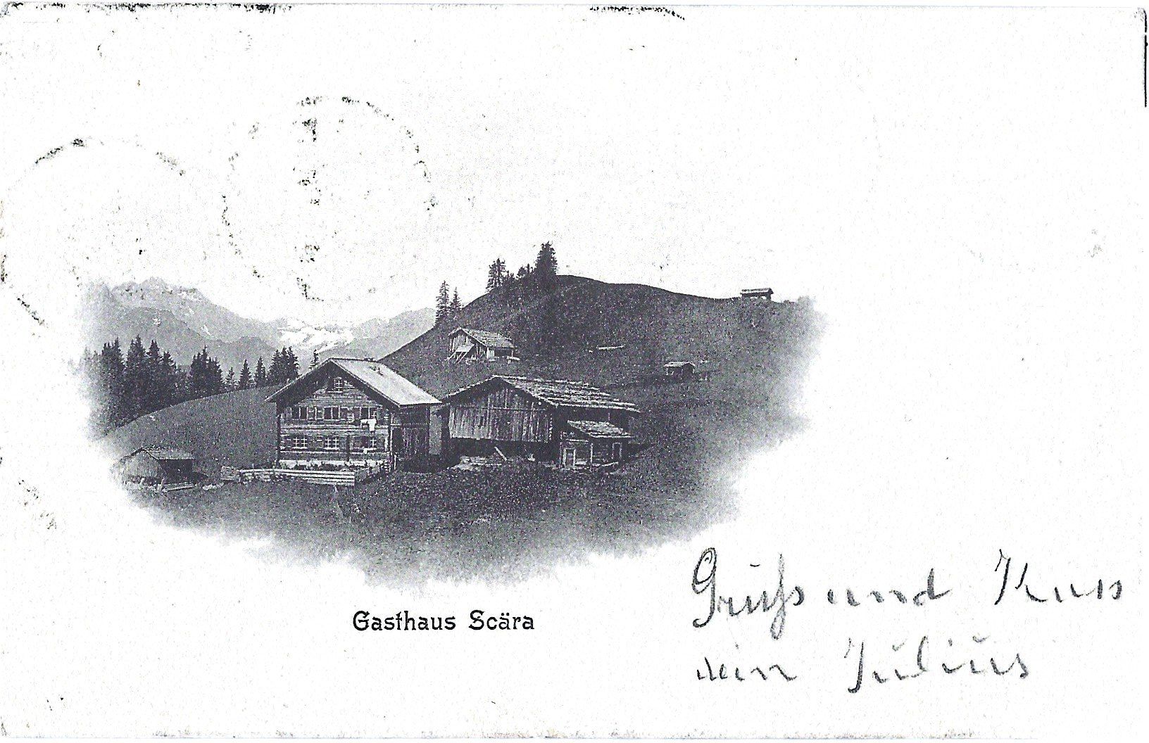 Ansichtskarten: Furna  -  Gasthaus  Scära – Gebraucht aus Bütschwil von Jackson1A