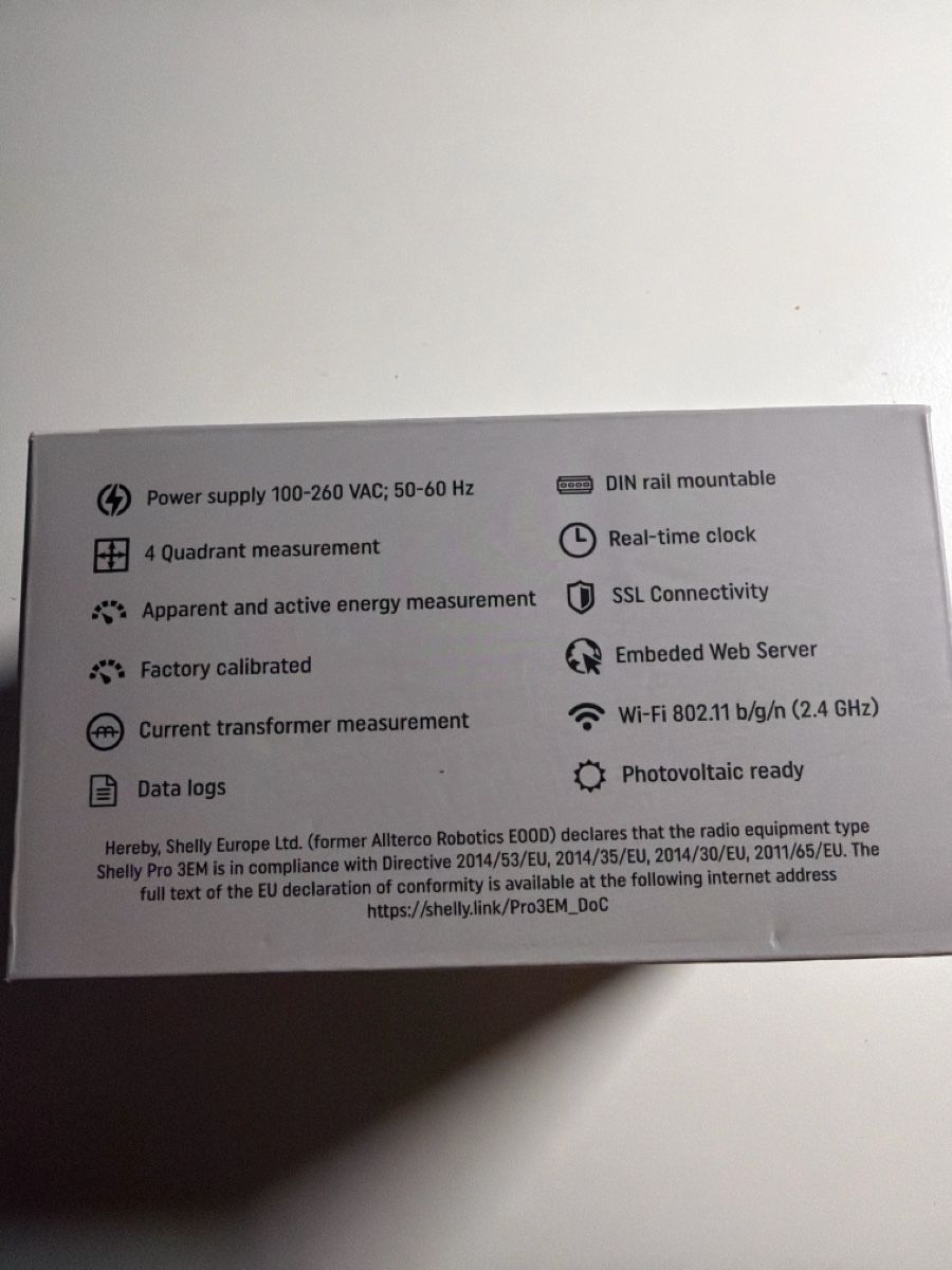 Shelly Componenti elettronici: Shelly Pro 3EM Three Phase Energy Meter DIN Rail New – Nuovo (secondo la descrizione) da Auw venduto da 0pen5pace 1
