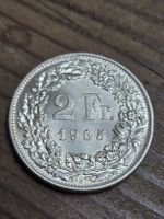 Schweizer 2 Franken Münze Jahrgang 1965 guter Zustand