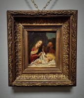 Antikes holländisches Heilige-Familie-Ölbild, gerahmt