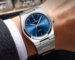 Montre Poedagar Élégante, Quartz, Acier Inoxydable,Bleue