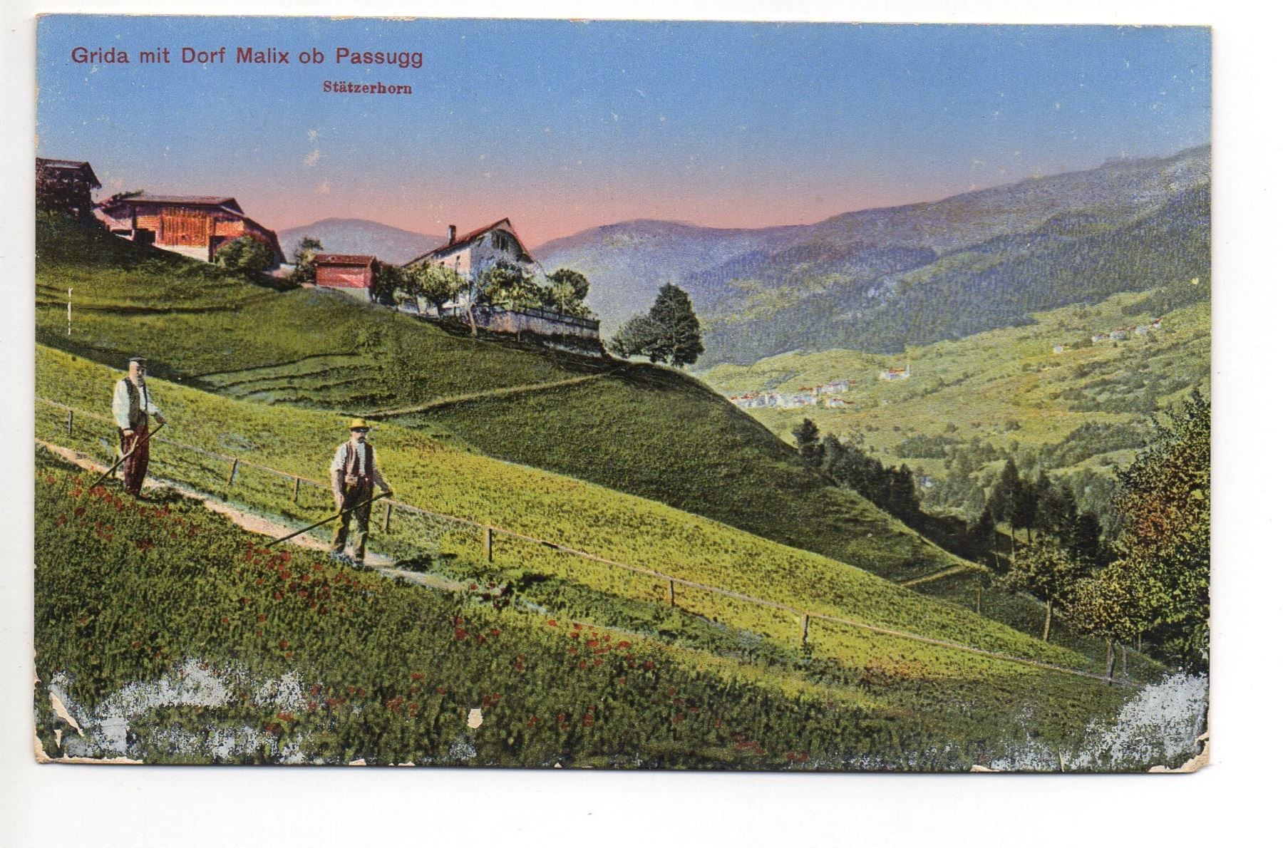 Cartoline postali: GRIDA mit MALIX ob Passugg, Bergbauern – Usato da Jona venduto da philajona