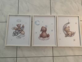 Bilder inkl. Rahmen für Baby/Kinderzimmer