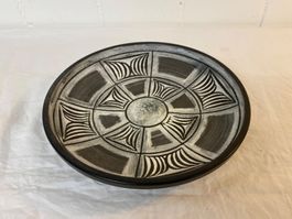 Keramik Schale schwarz weiss Deko Teller Vintage Mid Cent...
