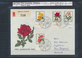 1972 Pro Juventute, Jahrgang mit Tabs, FDC, R - Brief