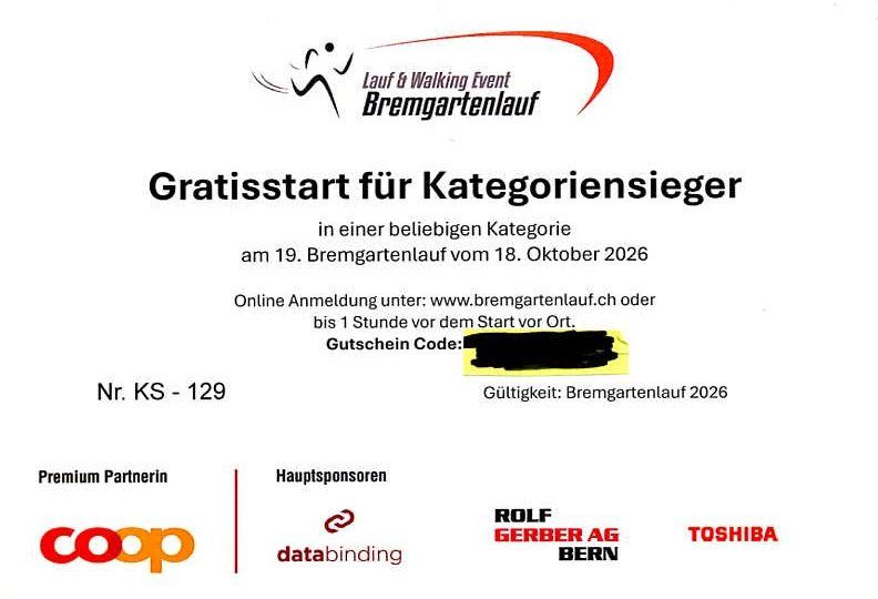 Gutscheine: Bremgartenlauf Startgutschein – Neu (gemäss Beschreibung) aus Laupen BE von peripetes