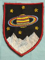 Vintage Badge Planet mit Ring Sternen ST. GALLER STICKEREI