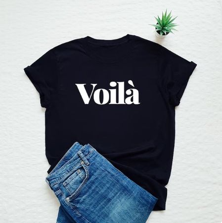 Schwarzes T-Shirt "Voilà" - Top Zustand, Grösse XS!
