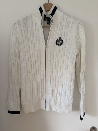 Ralph Lauren Cardigan, Cable Knit, Cream, Size M, Like New!
