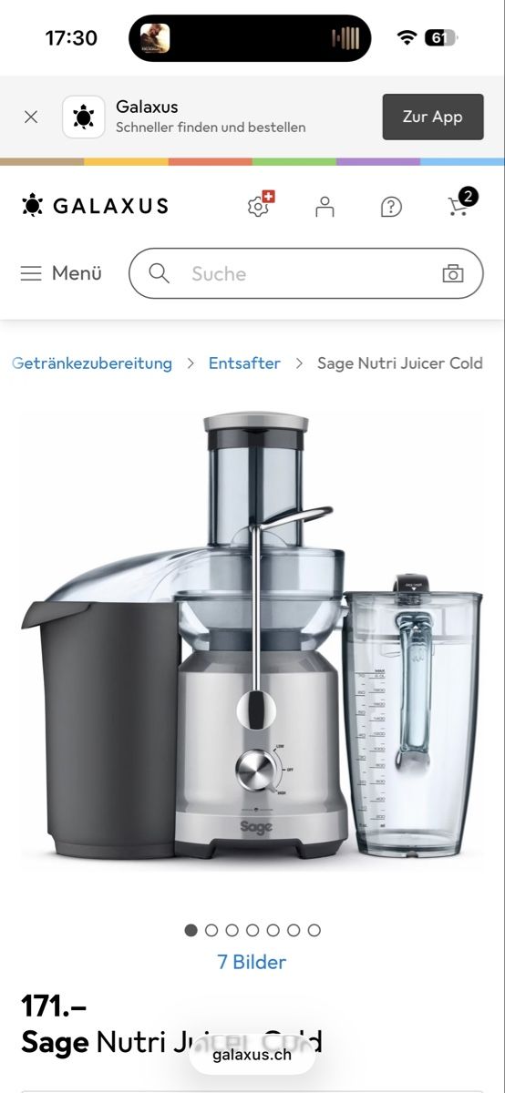 Sage Elettrodomestici da cucina: Sage Nutri Juicer Cold Entsafter – Usato da Zürich venduto da nij_7d59 3