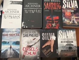 8 Thriller, 3 Bücher gebunden, 5 Taschenbücher