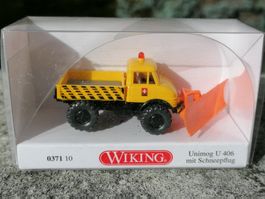 NEU  WIKING  UNIMOG U406 PTT  mit Schneepflug  OVP