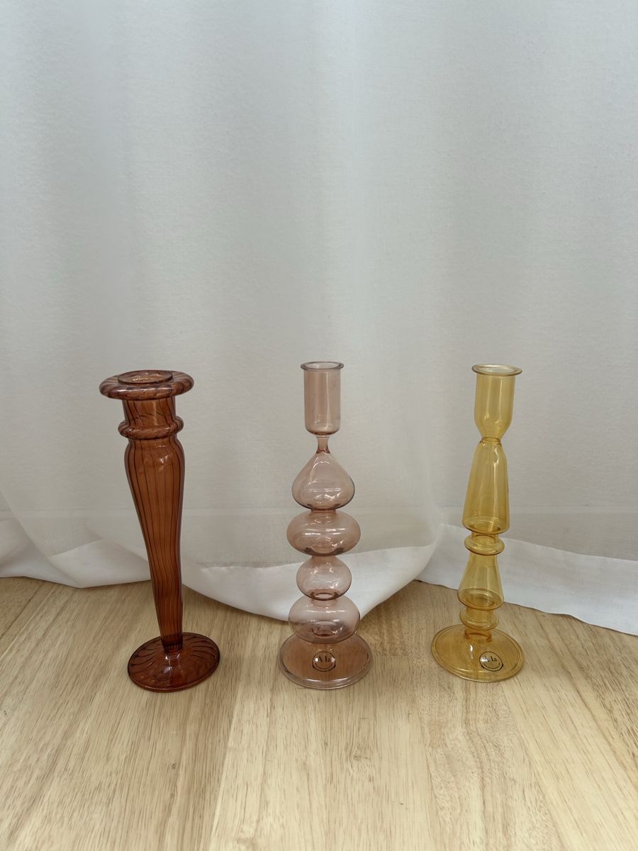 Kerzenständer: Drei wunderschöne Kerzenständer aus Glas – Gebraucht aus Zürich von giu.effe