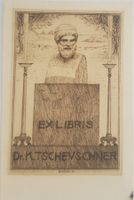 ex libris Jugendstil 1910 Radier. Schück Dr. K. Tschevschner
