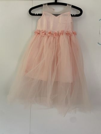 Girl's Pink Tulle Dress with Floral Belt Ceremony