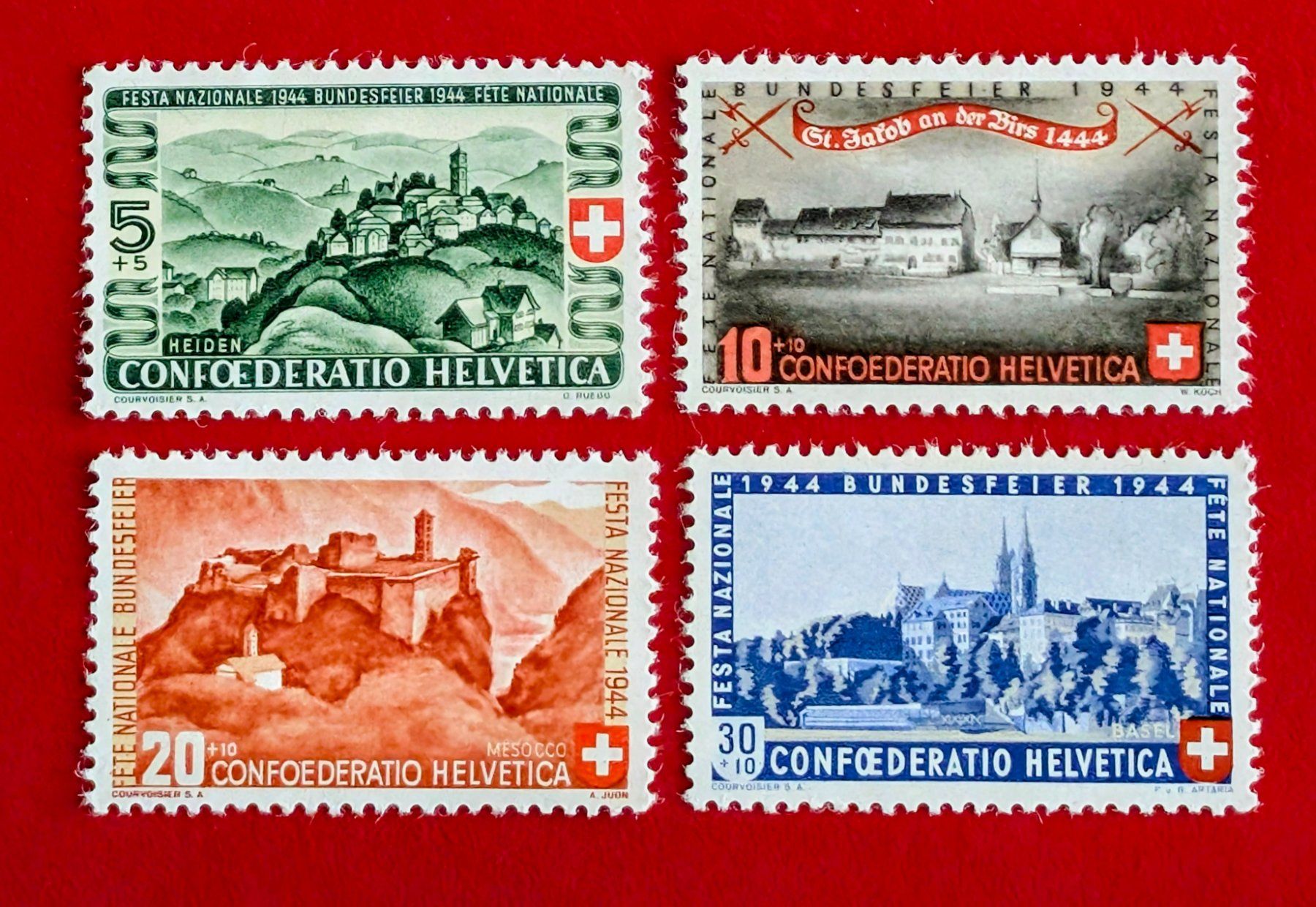 Tutti i francobolli: PRO PATRIA SATZ 22 - 25 1944** POSTFRISCH – Nuovo (secondo la descrizione) da Düdingen venduto da Quartierstrasse