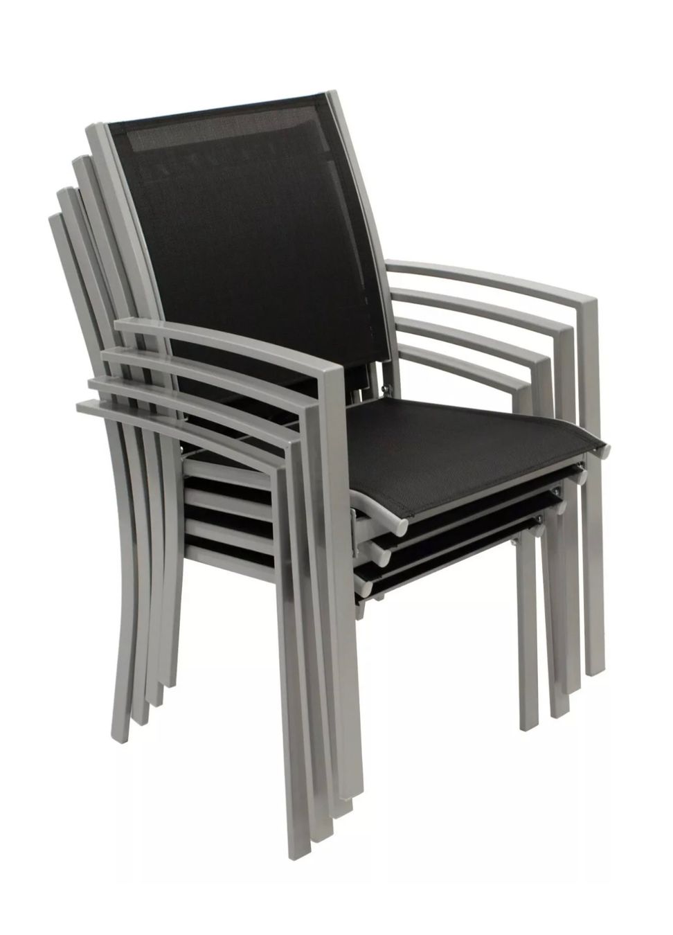 Sedie: Stapelsessel, Metall silber + Textilgewebe schwarz, 4-er Set – Nuovo e nell'imballaggio originale da Amriswil venduto da JaJa-Express