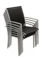 Stapelsessel, Metall silber + Textilgewebe schwarz, 4-er Set