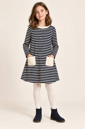 Abito Petit Bateau, taglia 12 anni, a righe blu e bianco
