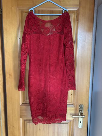 Spitzenkleid Rot Langarm Grösse S guter Zustand