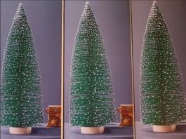 5 Dekobäume Weihnacht Grün 3x40cm & Gold Glitzer 2x20cm Neu