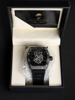 Luxus Skelett Uhr Schwarz Automatik Edelstahl NEU Herren Uhr