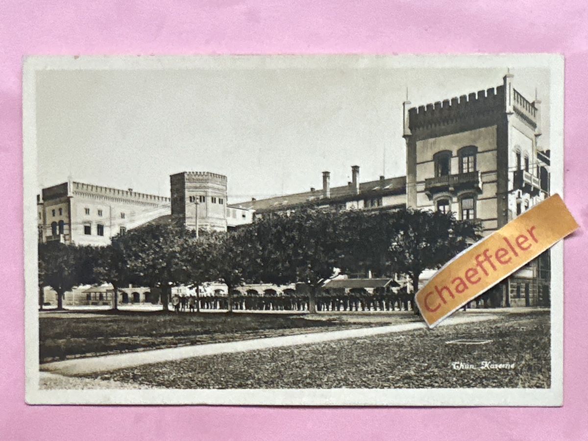 Cartoline postali: 1926 Thun, Kaserne. Militärpost – Usato da Zürich venduto da Chaeffeler