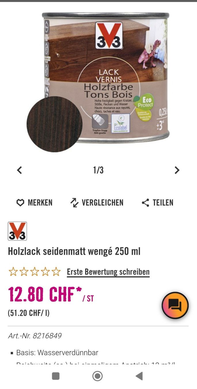 Farben: Lack Vernis Holzfarbe Wengé MATT – Neu (gemäss Beschreibung) aus Rickenbach LU von mblrstaurtin