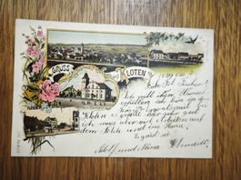 antike Litho Postkarte Gruss aus KLOTEN