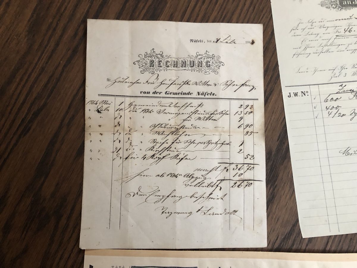 Documenti: Antike Rechnungen aus GLARUS - interessant – Usato da Lufingen venduto da Rac0 2