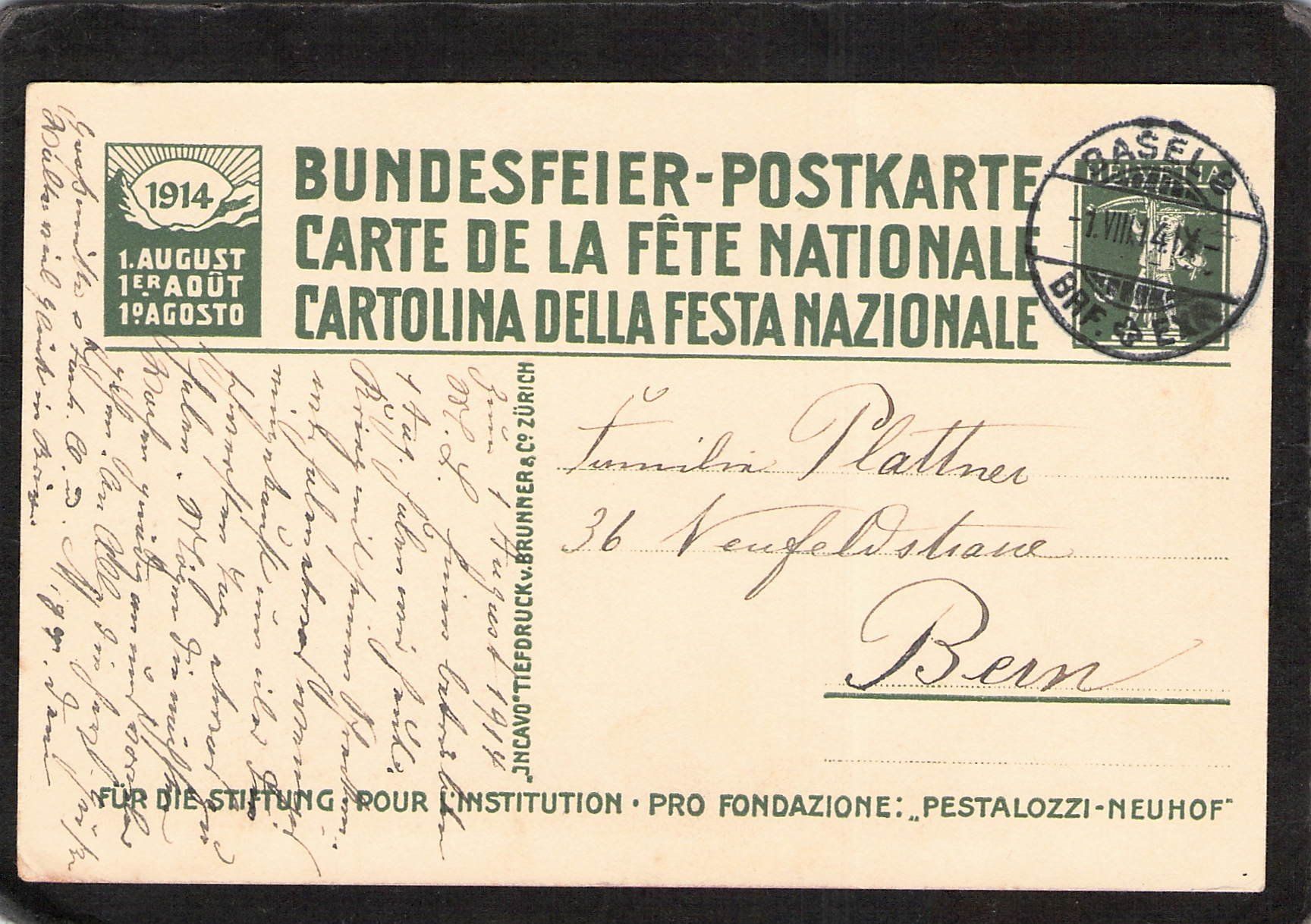 Alle Briefmarken: FDC Bundesfeierkarte 1914 ,Nr. 10 – Gebraucht aus Reichenburg von Pipo-67