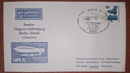 Flugpost - Abfertigung Berlin - Zürich Lupo 1975