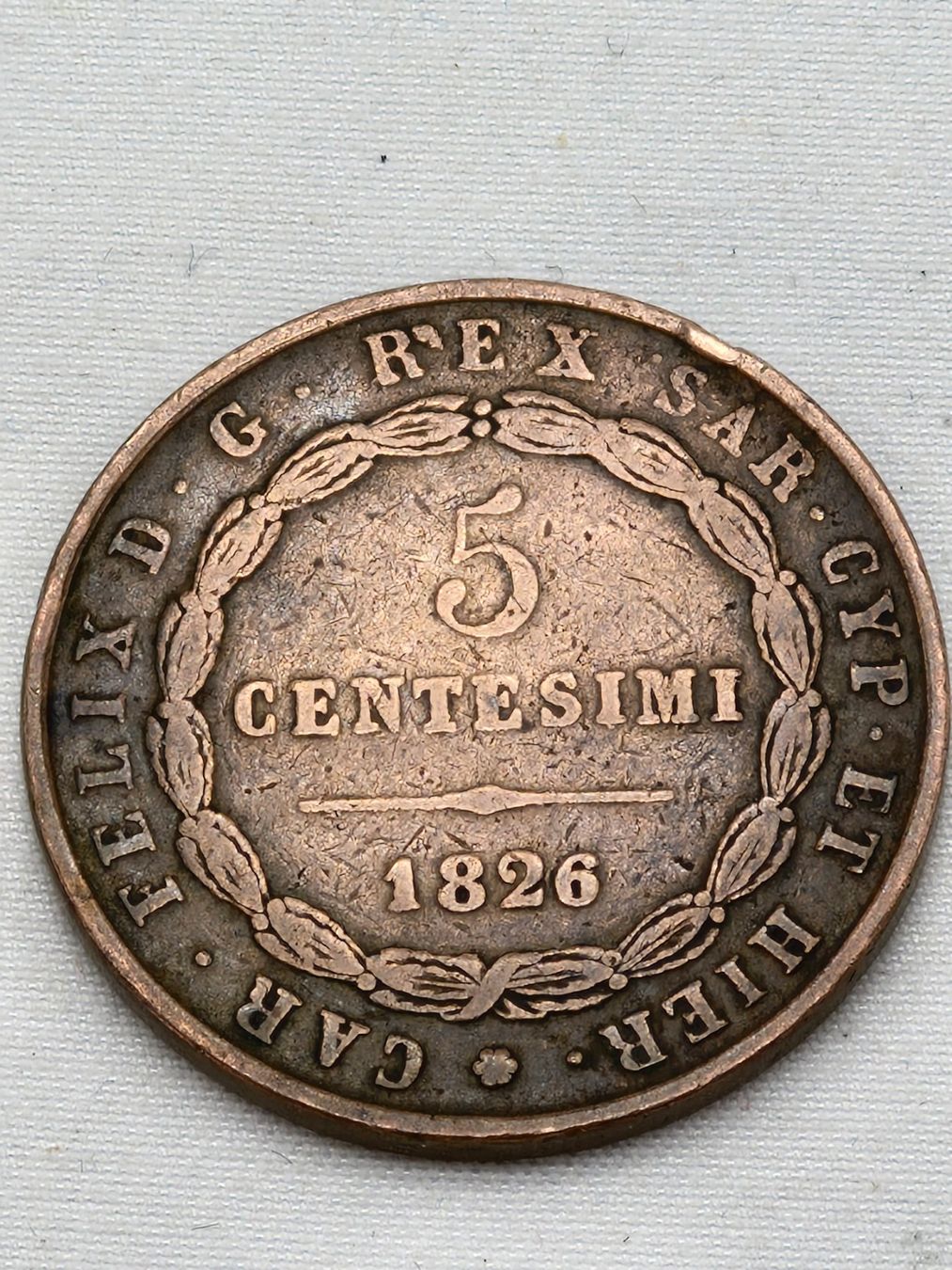 Tutti le monete: ROYAUME DE SARDAIGNE / 2 X 5 CENTESIMI / 1826 – Usato da Bulle venduto da italicum 2