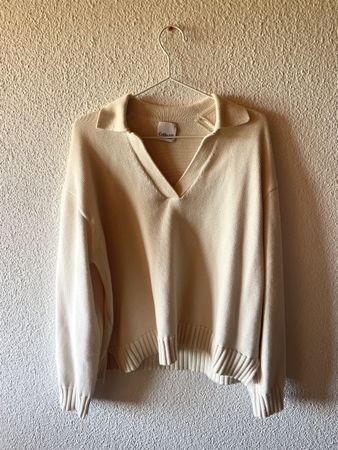 Weißer Pullover Collectif mon Amour Bio-Baumwolle– Gr L