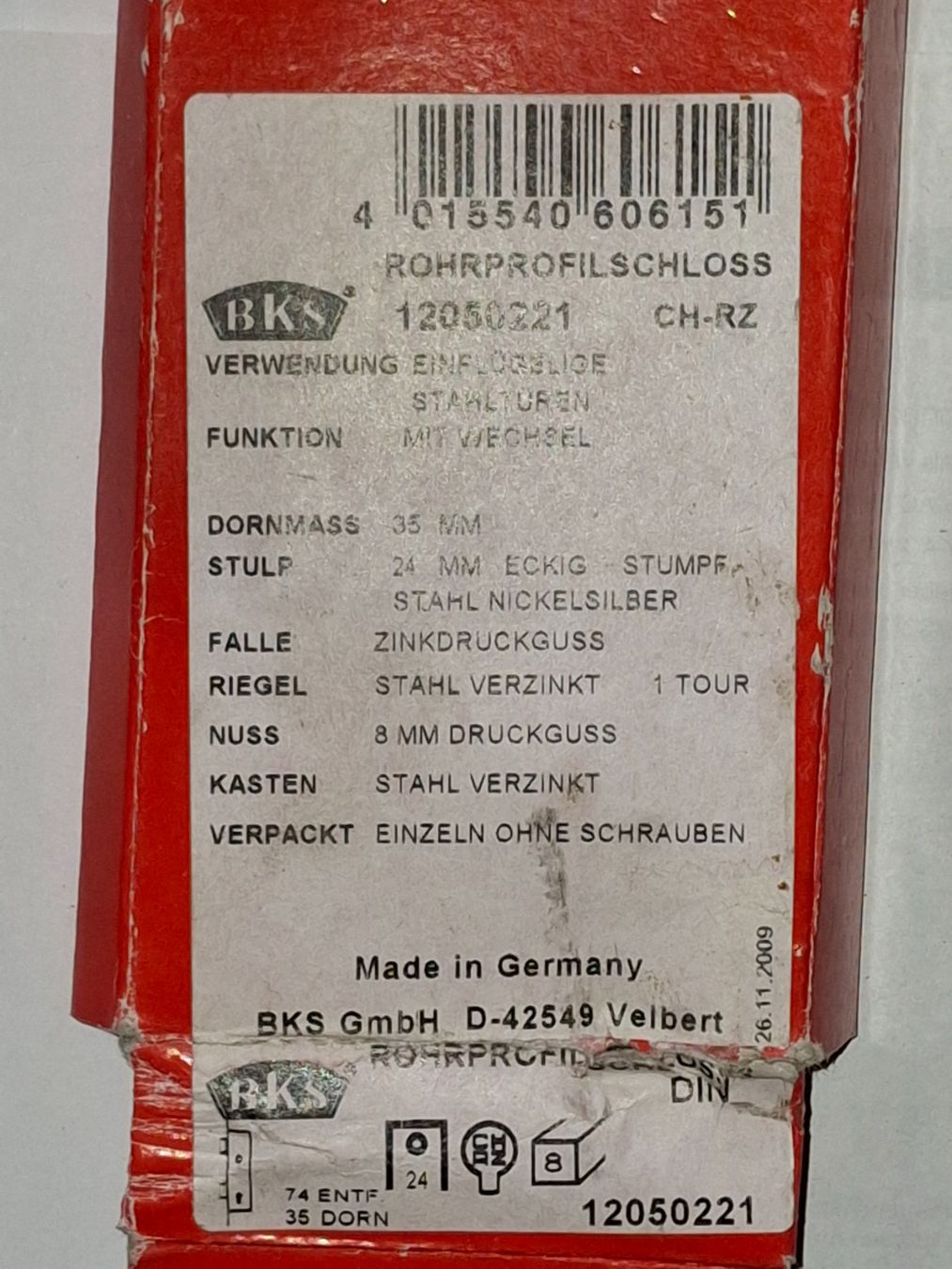 Schlösser: Rohrprofil-Schloss BKS – Neu und originalverpackt aus Rothenfluh von Gastoni 1