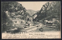 AK Moutier, L'Entrée des Gorges, 1902