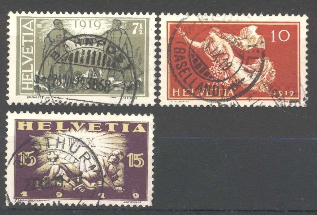 Alle Briefmarken: 1919, Friedensmarken, ohne Falz, gestempelt – Gebraucht aus Willisau von Vollstempel
