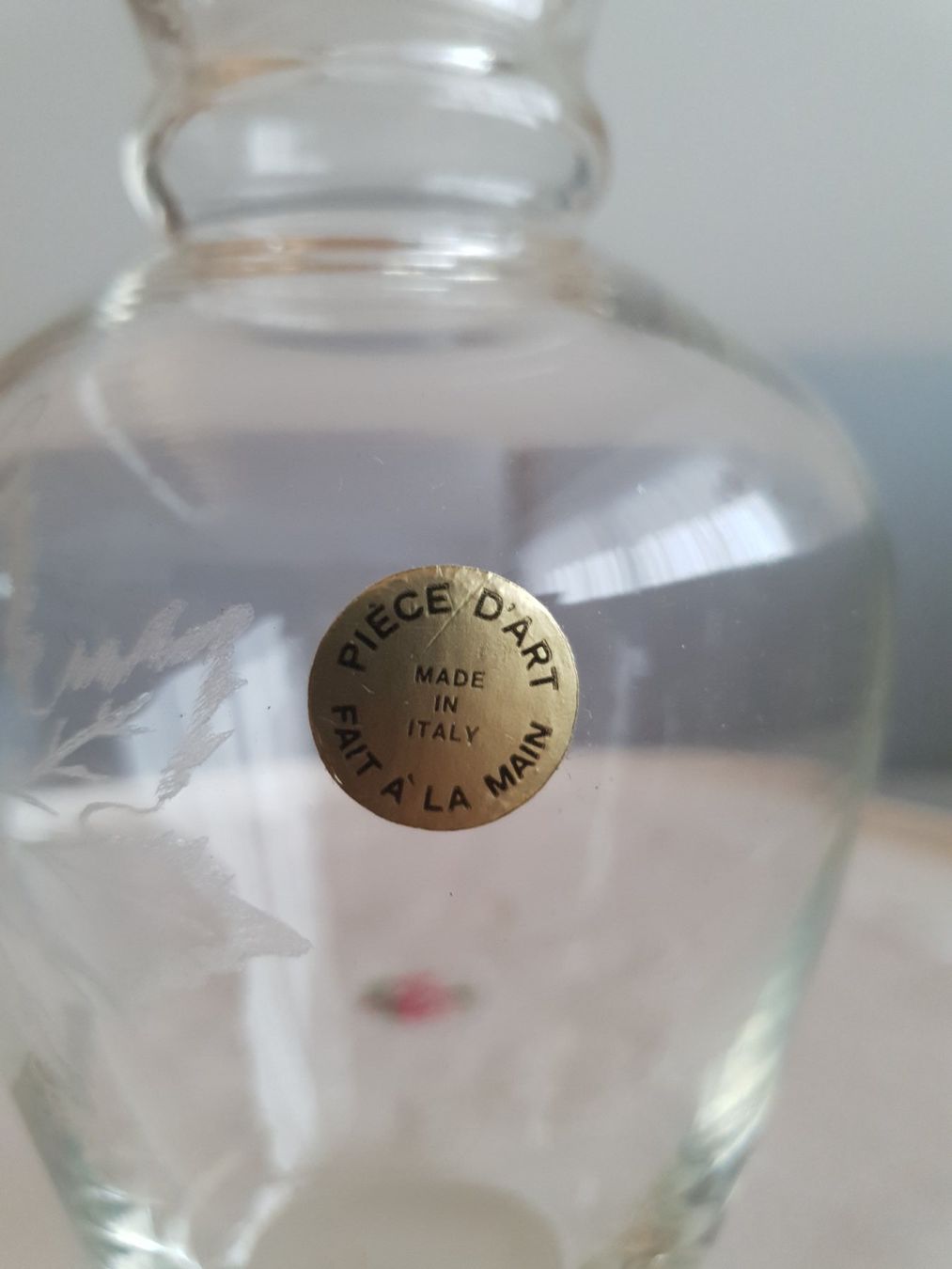 Vasen & Gefässe: 1982 " Italien " Glasvase mit einer Traube graviert – Neu (gemäss Beschreibung) aus Savièse von qm2710 2