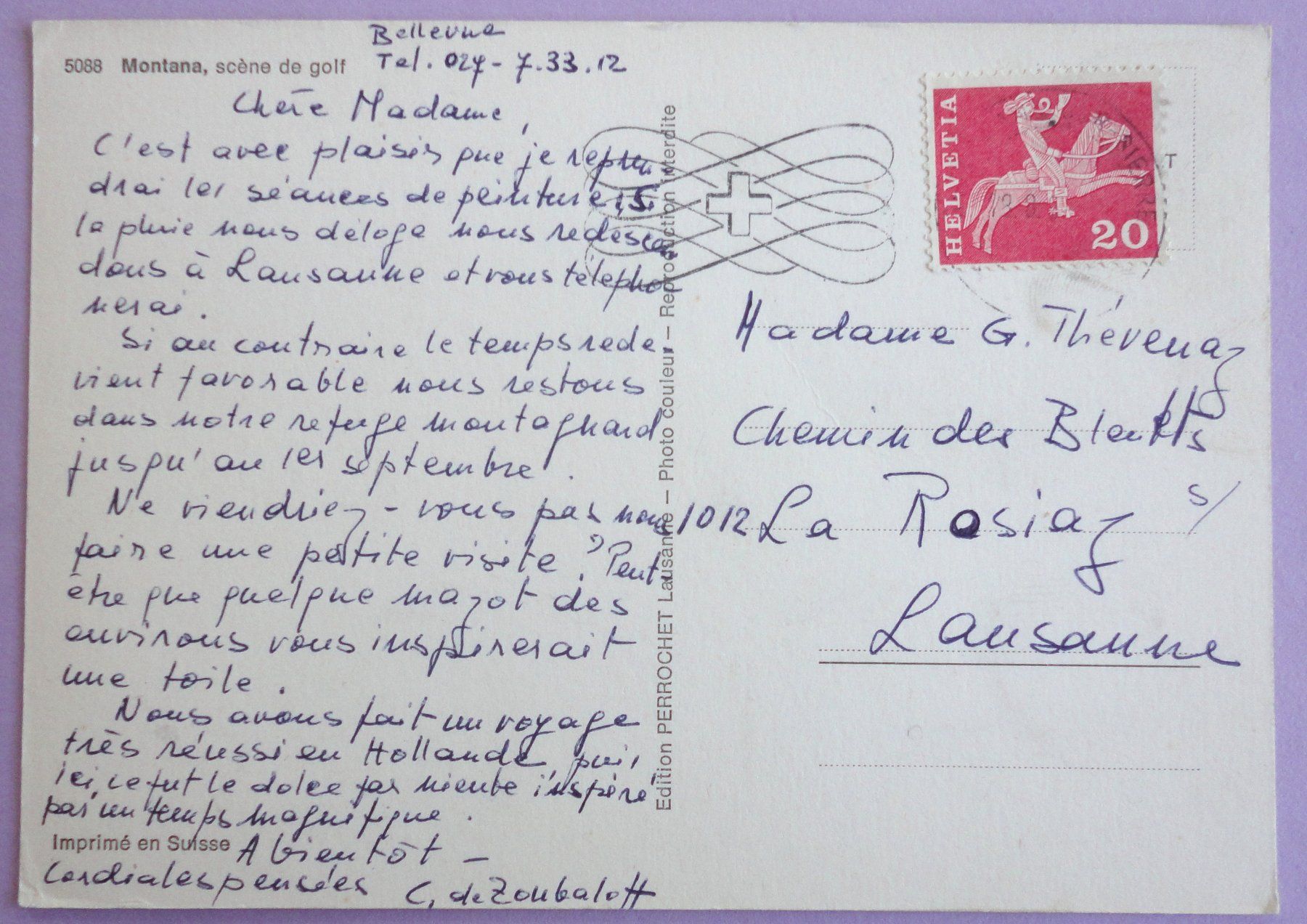 Cartoline postali: Montana, scène de golf – Difettoso da Fétigny venduto da Billy2miny 1