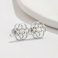 Lebensblume Silber oder rosafarbe (Ohrstecker)