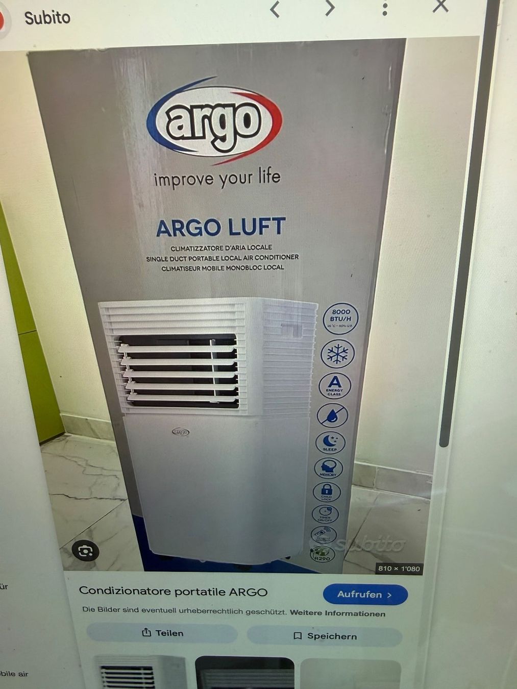 Argo Klimageräte: Neue Orginalverpackte  Argo LUFT Klima Anlage 20m2  239,- – Neu und originalverpackt aus Widnau von AuctionHunters01 5
