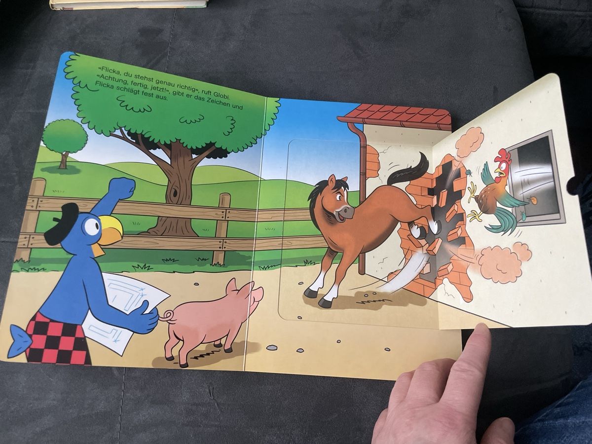 Bücher: Globi baut einen Stall - Kinderbuch mit Schiebern, Top! – Neu und originalverpackt aus Neuenkirch von balani 2