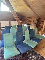 14 Esszimmerstühle blau grün Metallbeine 